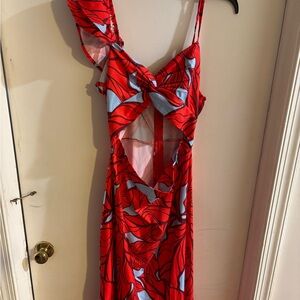 Red and Blue Cutout Dress